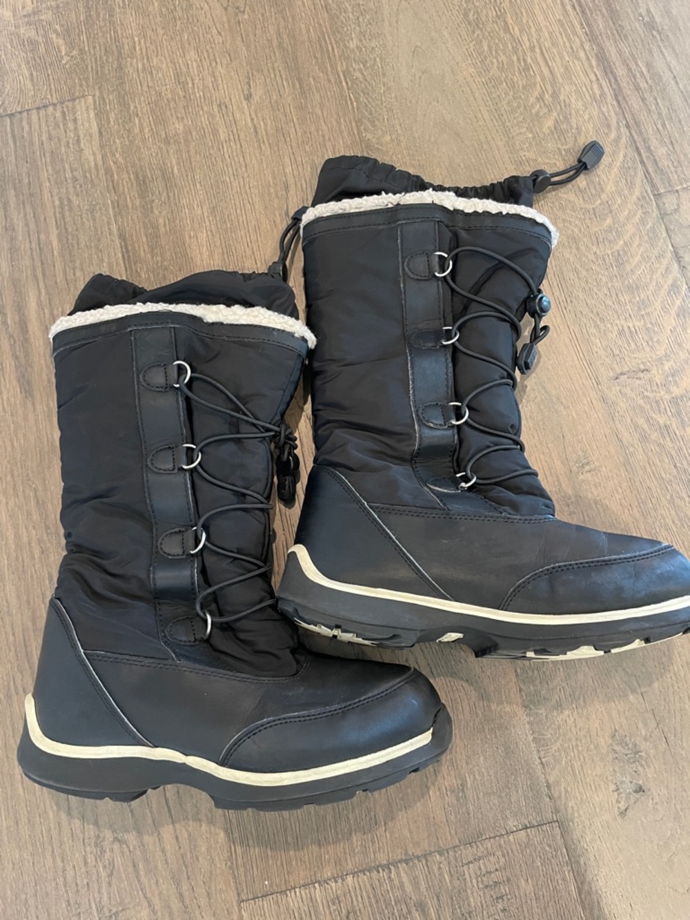 Lands' End Black and Cream Kids' Winter Snow Boots